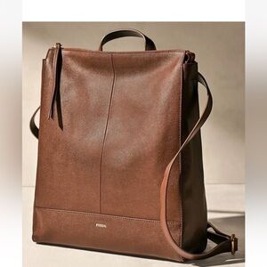 EUC Fossil Elina Convertible Backpack Medium Brown